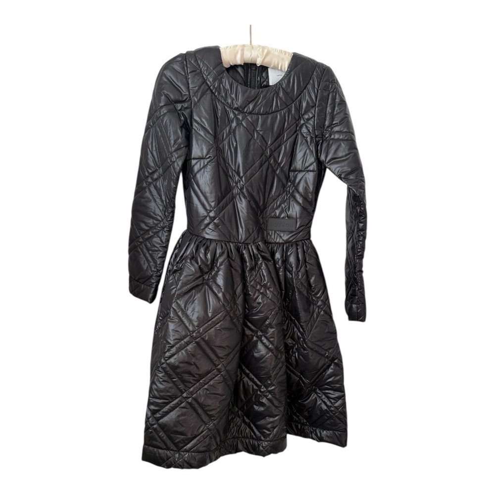 LUXTON black quilted puffer dress small‎
